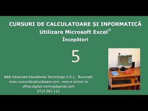 Cursuri de calculatoare – Microsoft Excel 2016 – Incepatori – Cursul nr. 5 / 7