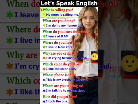 ️How to speak English fluently? Daily use English question answer practice #englishquestioansanswers