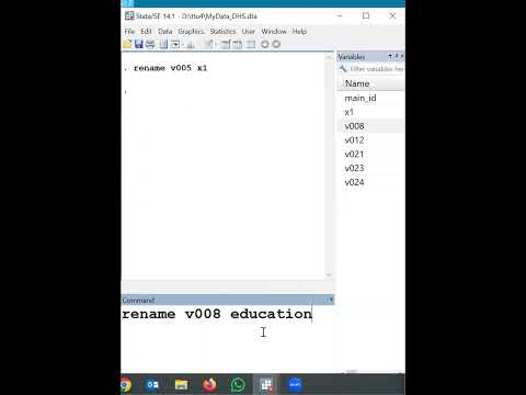 How to rename variable in Stata #renamevariable #stata #changevariable