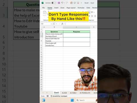 Don’t Type Responses in Excel‼️Instead Use Amazing Trick #excel #exceltips #exceltricks #shorts