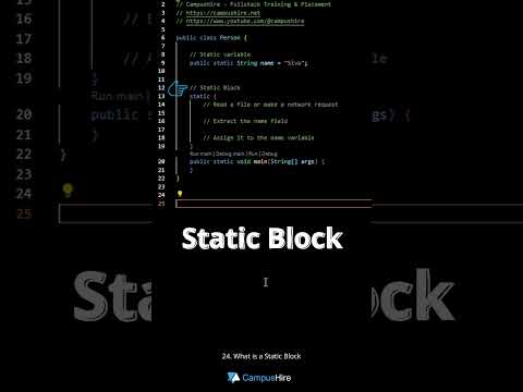 Java IQ #24 – What is a Static Block #javafullstackdevelopercourse #javacodinginterviewquestions