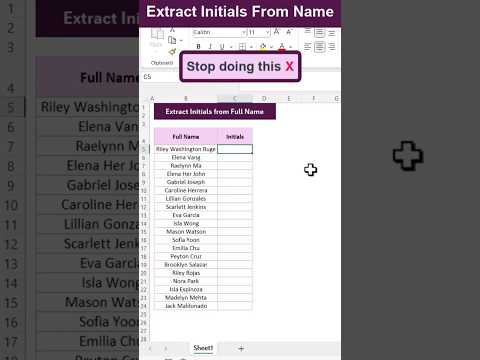 Don’t Extract Initials in Excel‼️Instead Use Amazing Trick #exceltricks #exceltips #excel #shorts