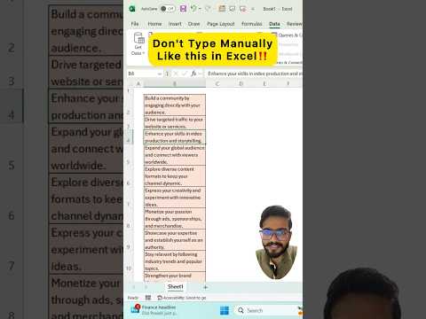 Don’t Type Manually in Excel‼️Instead Use Amazing Trick #exceltips #exceltutorial #excel #shorts