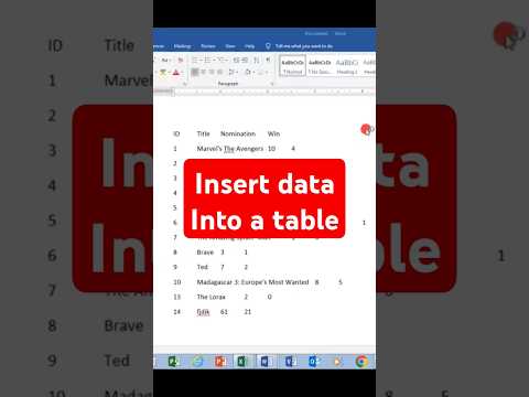 Insert data into a table #msword #mswordtable #mswordforbeginners #mswordshortcuts #msword_computer